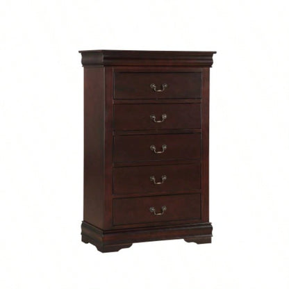 1pc Cherry Two Drawers Louis Philip Nightstand Solid Wood Contemporary Simple Style
