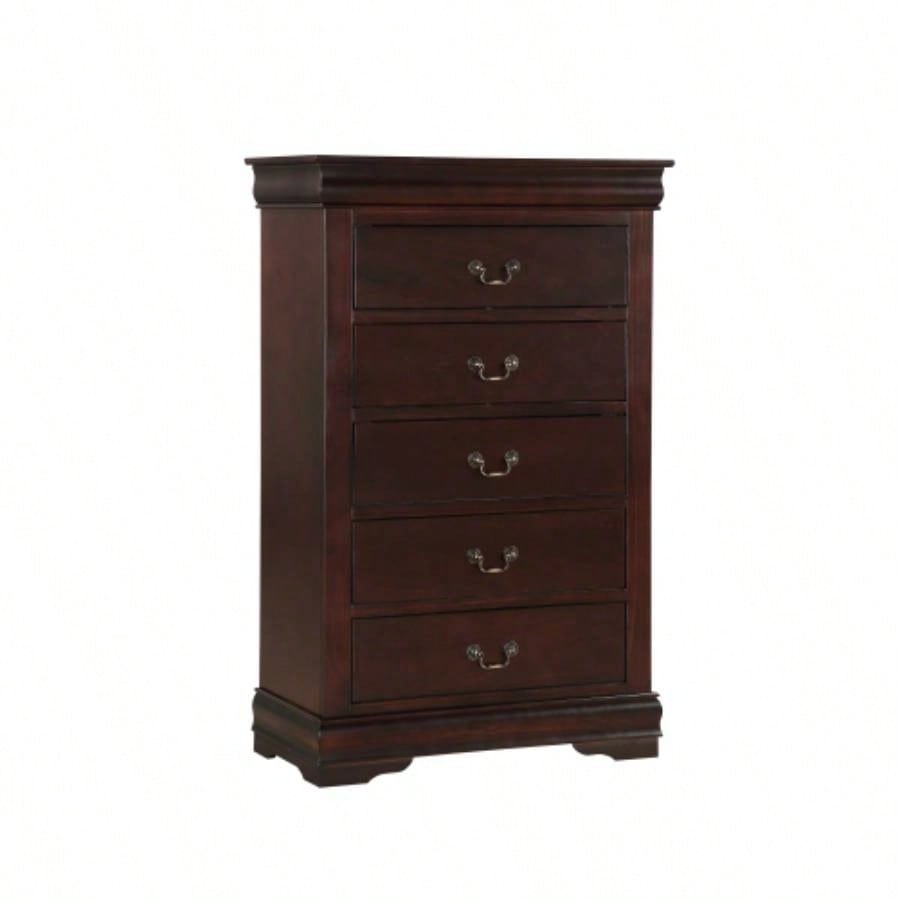1pc Cherry Two Drawers Louis Philip Nightstand Solid Wood Contemporary Simple Style