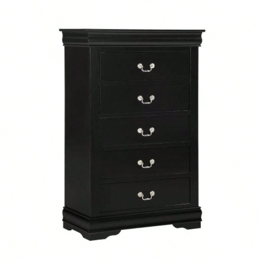1pc Cherry Two Drawers Louis Philip Nightstand Solid Wood Contemporary Simple Style