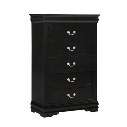 1pc Cherry Two Drawers Louis Philip Nightstand Solid Wood Contemporary Simple Style