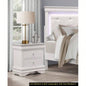 Traditional Design Bedroom Furniture 1pc Nightstand of 3x Drawers Faux Alligator Embossed Fronts White Wooden Furniture