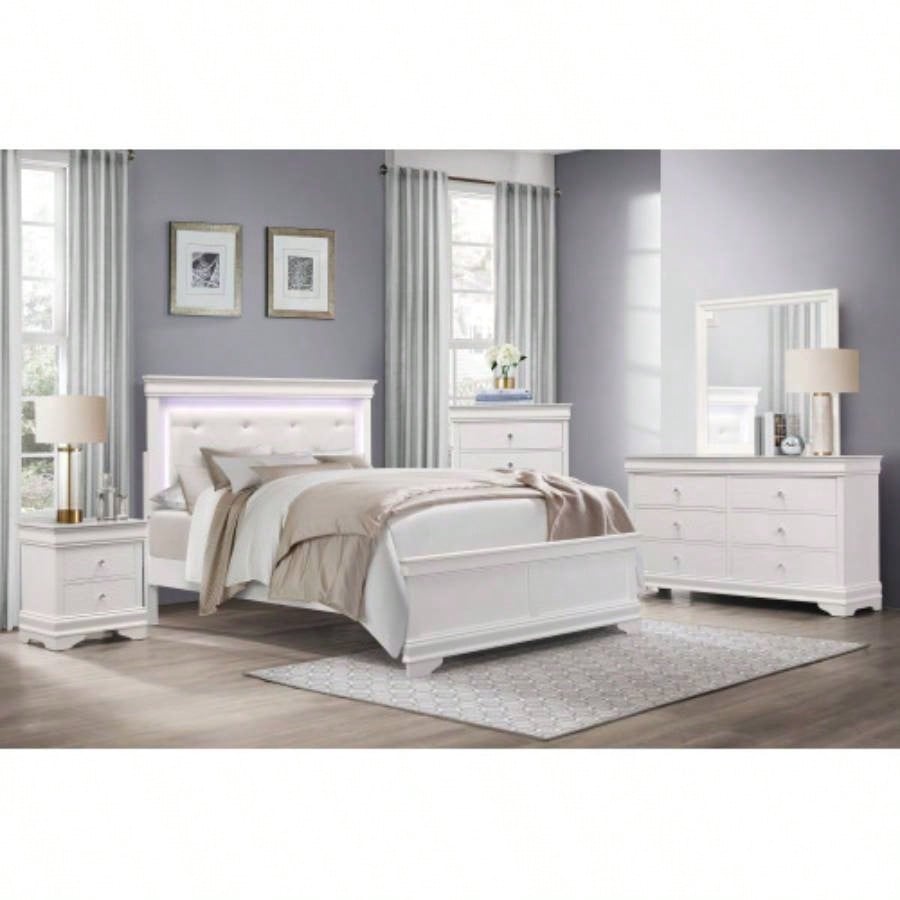 Traditional Design Bedroom Furniture 1pc Nightstand of 3x Drawers Faux Alligator Embossed Fronts White Wooden Furniture
