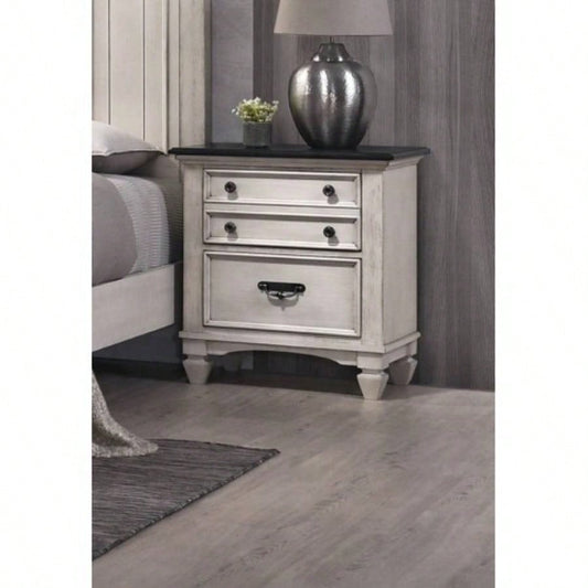 Beautiful Two - Tone 1 - Pc Nightstand End Table Two Storage Drawers Bedroom Furniture