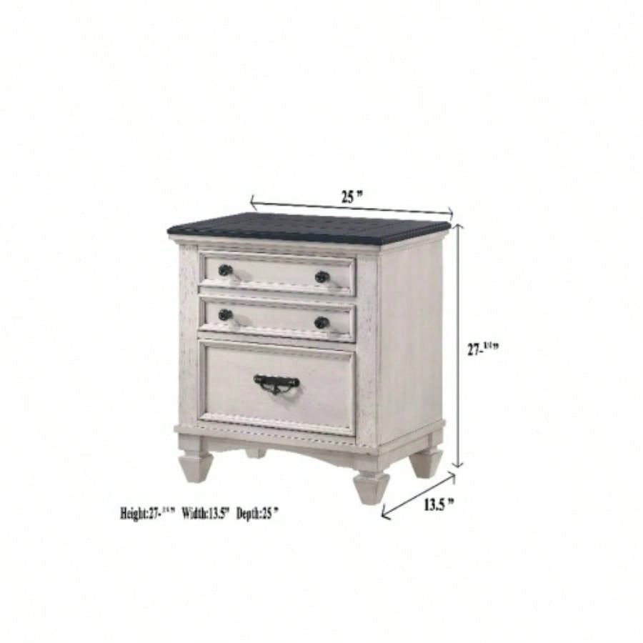 Beautiful Two - Tone 1 - Pc Nightstand End Table Two Storage Drawers Bedroom Furniture