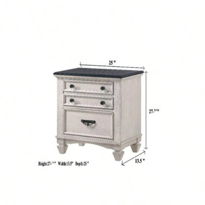Beautiful Two - Tone 1 - Pc Nightstand End Table Two Storage Drawers Bedroom Furniture