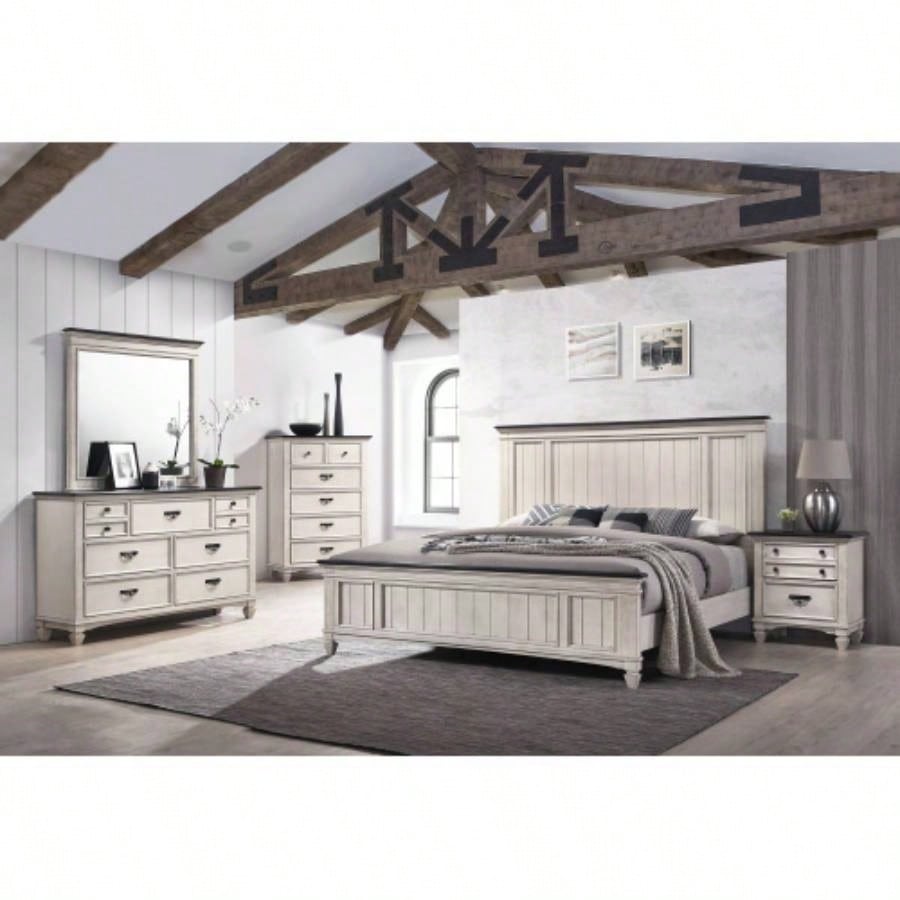 Beautiful Two - Tone 1 - Pc Nightstand End Table Two Storage Drawers Bedroom Furniture