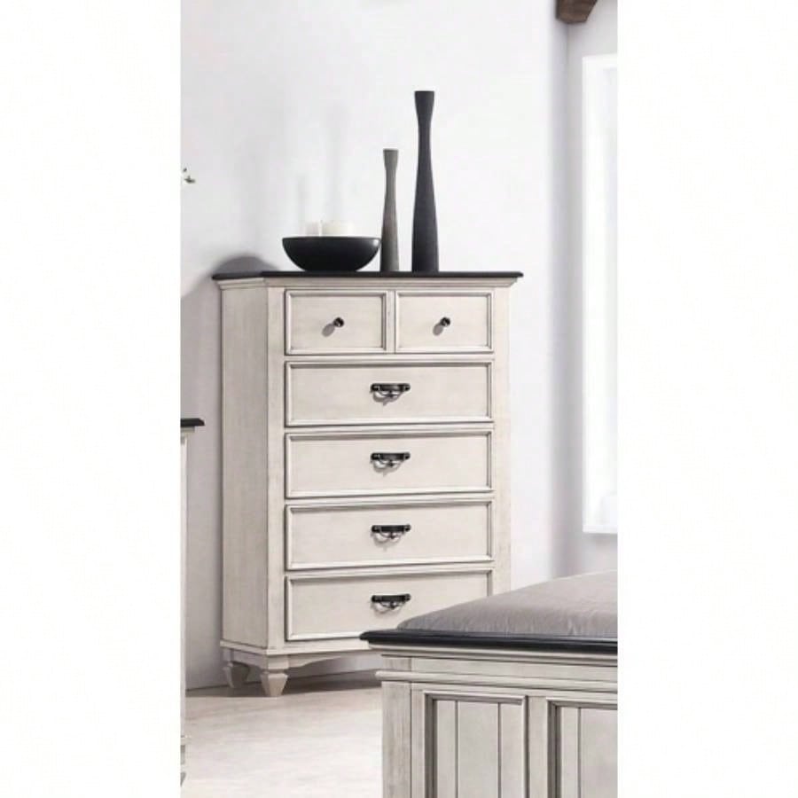 Beautiful Two - Tone 1 - Pc Nightstand End Table Two Storage Drawers Bedroom Furniture
