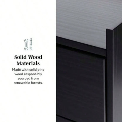 Mid - Modern 2 - Drawer Solid Wood Nightstand - Black
