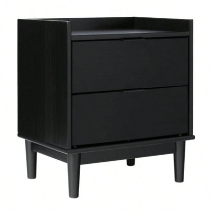 Mid - Modern 2 - Drawer Solid Wood Nightstand - Black