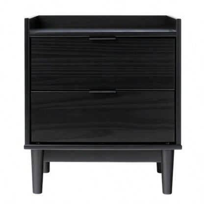 Mid - Modern 2 - Drawer Solid Wood Nightstand - Black