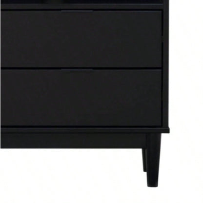 Mid - Modern Solid Wood 2 - Drawer Gallery Nightstand - Black