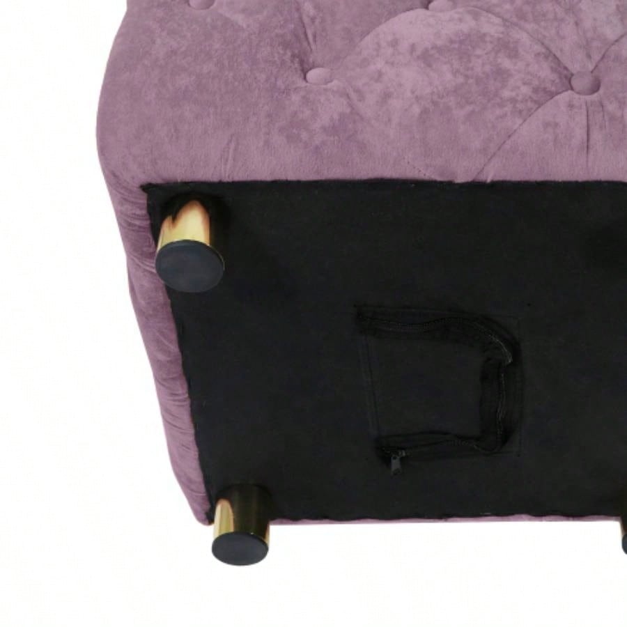 Purple Modern Velvet Upholstered Ottoman, Exquisite Small End Table, Soft Foot Stool, Dressing Makeup Chair, Comfortable Living Room, Bedroom, Entrance