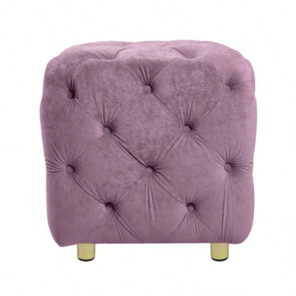 Purple Modern Velvet Upholstered Ottoman, Exquisite Small End Table, Soft Foot Stool, Dressing Makeup Chair, Comfortable Living Room, Bedroom, Entrance