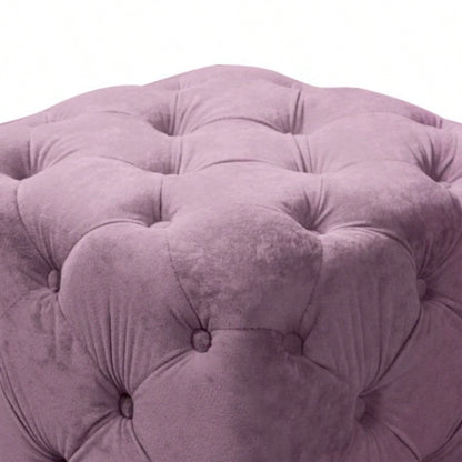 Purple Modern Velvet Upholstered Ottoman, Exquisite Small End Table, Soft Foot Stool, Dressing Makeup Chair, Comfortable Living Room, Bedroom, Entrance