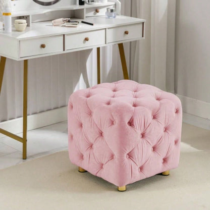 Purple Modern Velvet Upholstered Ottoman, Exquisite Small End Table, Soft Foot Stool, Dressing Makeup Chair, Comfortable Living Room, Bedroom, Entrance