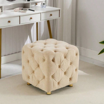 Purple Modern Velvet Upholstered Ottoman, Exquisite Small End Table, Soft Foot Stool, Dressing Makeup Chair, Comfortable Living Room, Bedroom, Entrance