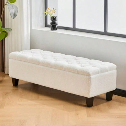 Ottoman with Storage, Dark Brown PU Surface, Rubber Wood, 300 lbs Capacity