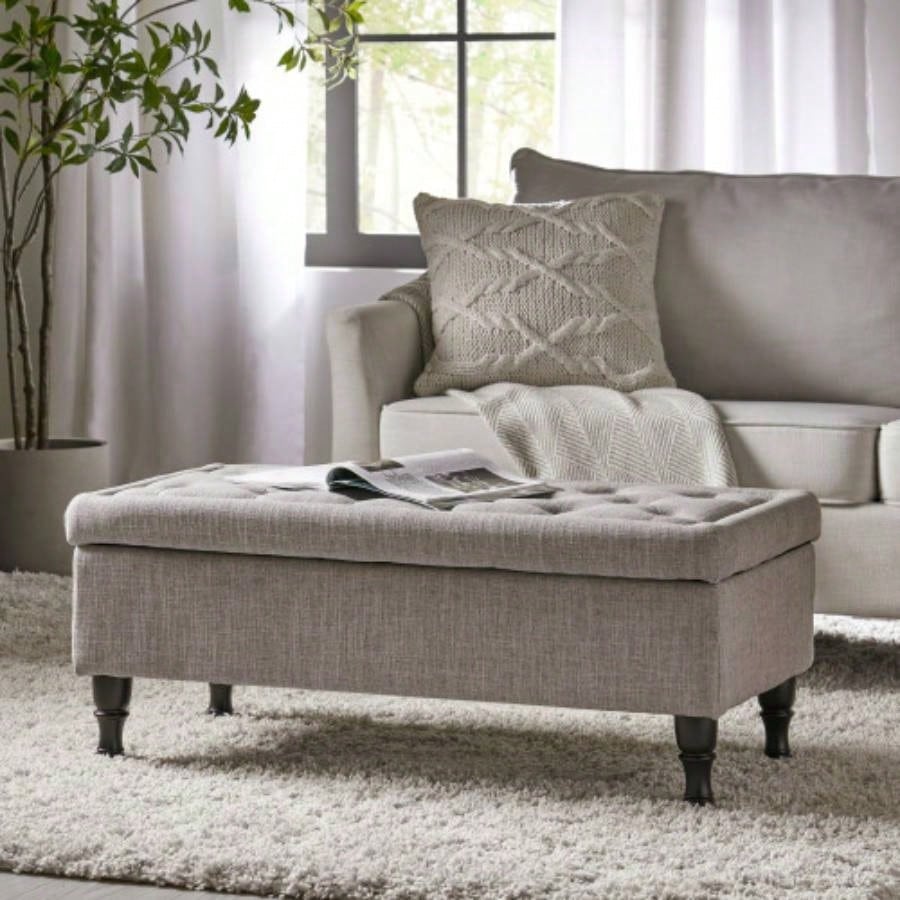Storage Ottoman with Solid wood, Tufted Ottoman with Storage Living Room, Large End of Bed Ottomans, Modern Entryway Benches, Window Bedroom Benches Foot of Bed