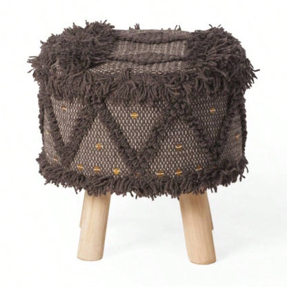 ROJA HANDCRAFTED WOOL COTTON 16 X 16 FOOT STOOL
