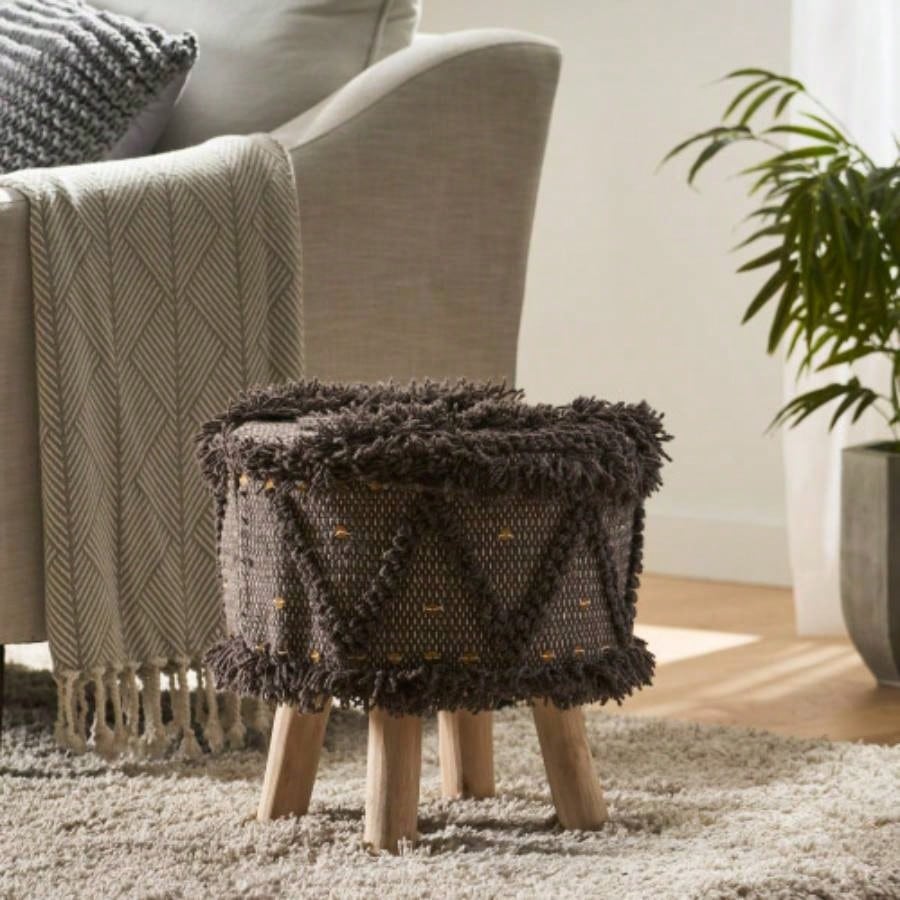 ROJA HANDCRAFTED WOOL COTTON 16 X 16 FOOT STOOL