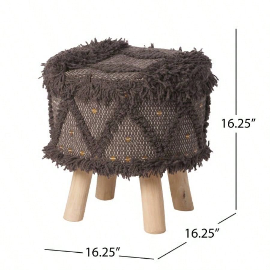 ROJA HANDCRAFTED WOOL COTTON 16 X 16 FOOT STOOL
