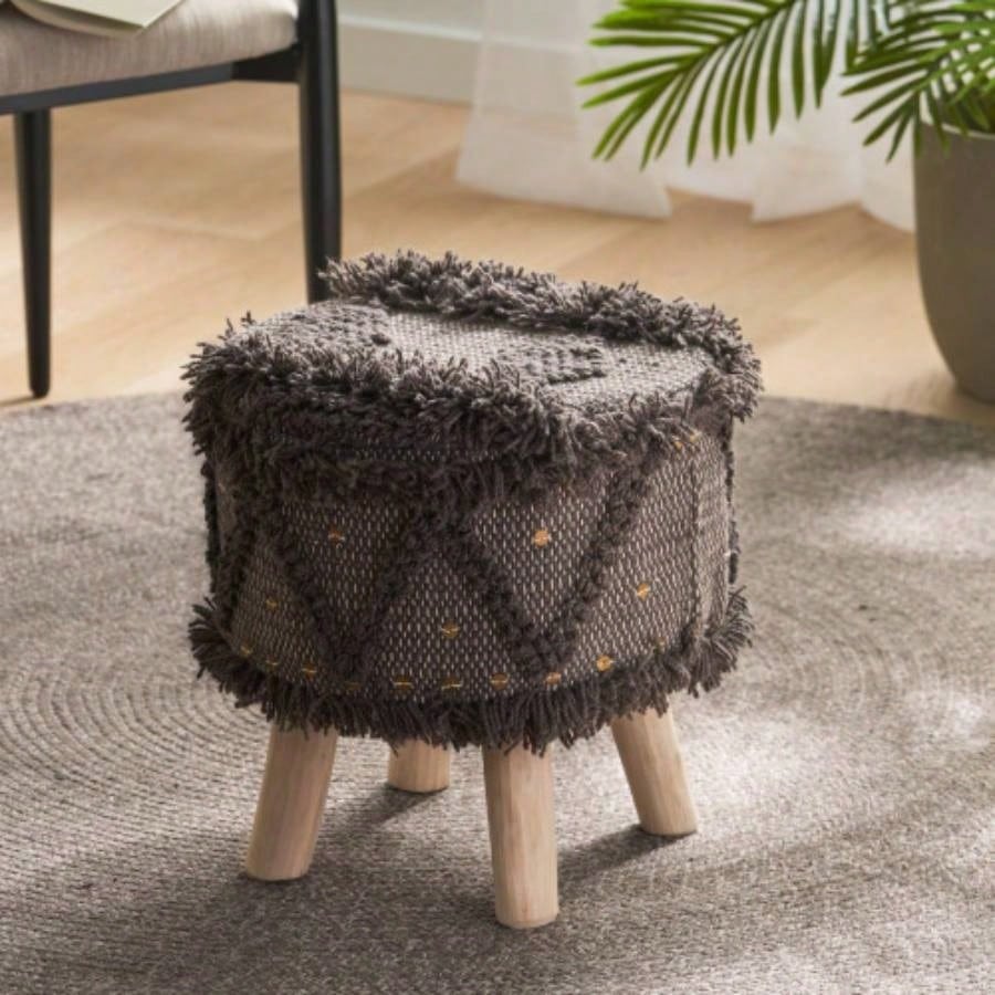 ROJA HANDCRAFTED WOOL COTTON 16 X 16 FOOT STOOL