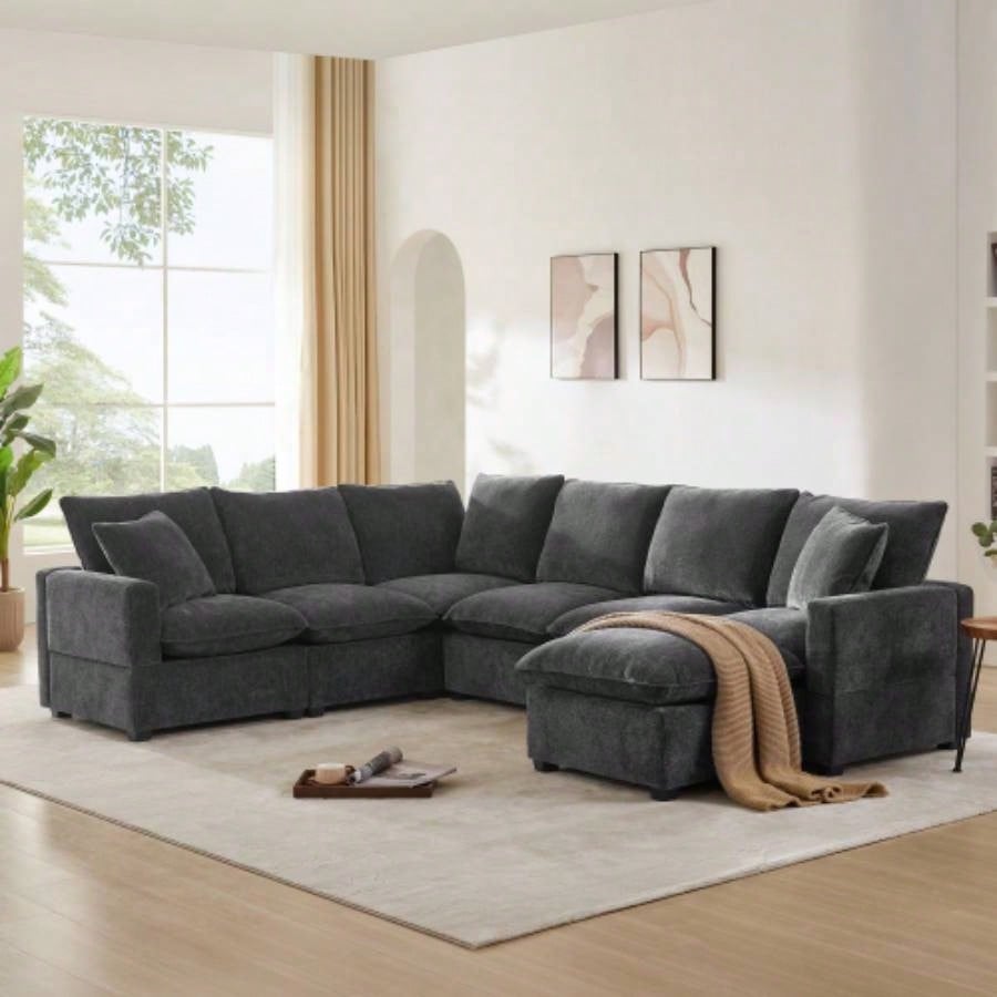 26*26 Ottoman Module Modular Sectional Sofa, Wide, Chenille, 2 Colors