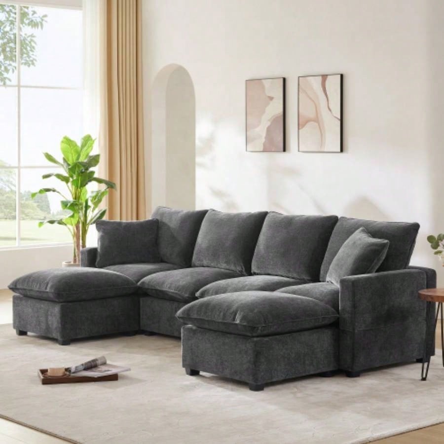26*26 Ottoman Module Modular Sectional Sofa, Wide, Chenille, 2 Colors