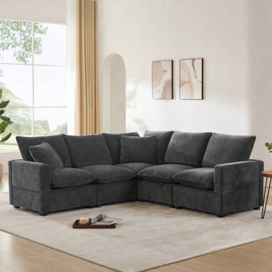 26*26 Ottoman Module Modular Sectional Sofa, Wide, Chenille, 2 Colors