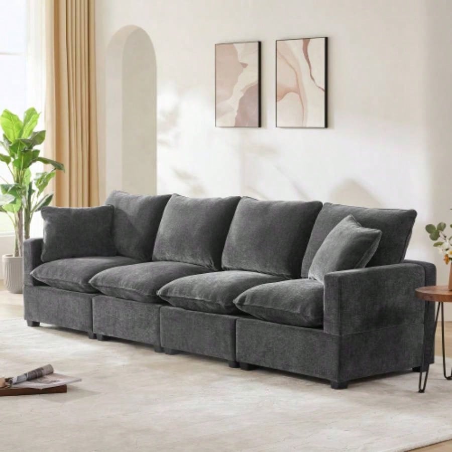 26*26 Ottoman Module Modular Sectional Sofa, Wide, Chenille, 2 Colors