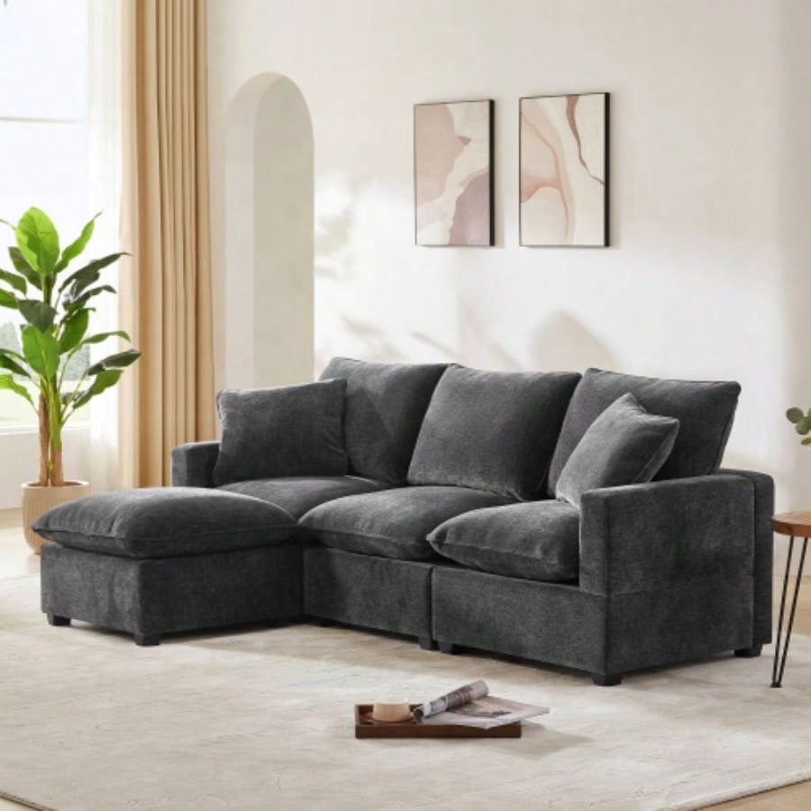 26*26 Ottoman Module Modular Sectional Sofa, Wide, Chenille, 2 Colors