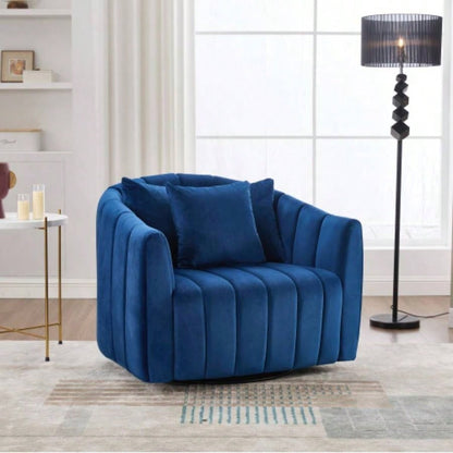 31.5 Upholstered Round Ottoman With Reversible Lid, Velvet Storage Stool, Channel Tufted Pumpkin - shape Footstool Living room, Bedroom and Office, Green