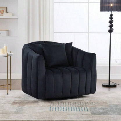 31.5 Upholstered Round Ottoman With Reversible Lid, Velvet Storage Stool, Channel Tufted Pumpkin - shape Footstool Living room, Bedroom and Office, Green