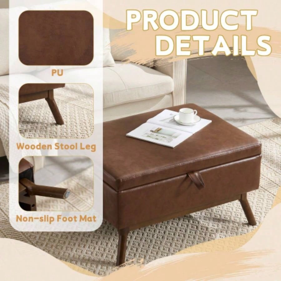 Mid - modern square coffee table storage, assembled, suitable living room, entryway and family room, used as a coffee table, stirrups, shoe