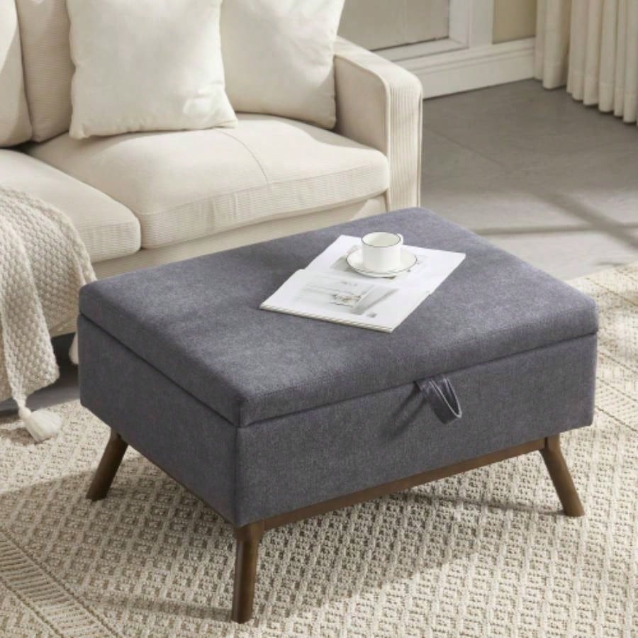 Mid - modern square coffee table storage, assembled, suitable living room, entryway and family room, used as a coffee table, stirrups, shoe