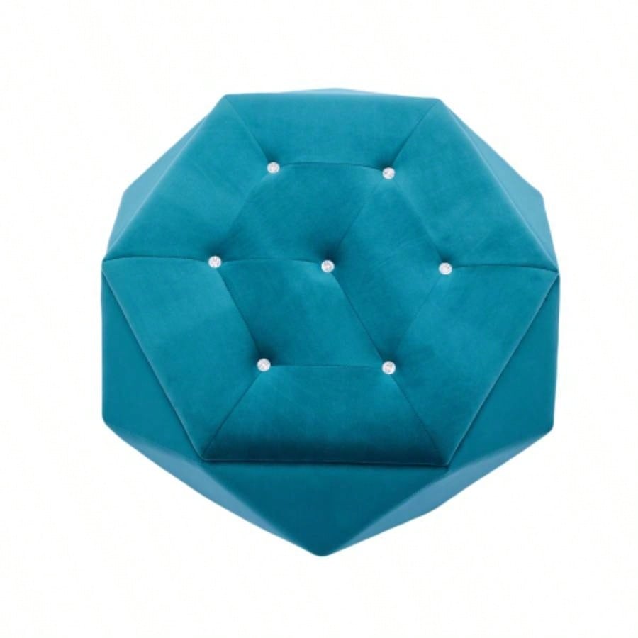 Elegant Velvet Tufted Storage Ottoman, Multi - Functional Footrest and Seating Solution Home, Comfortable and Practical Storage Living Room and Bedroom, Blue