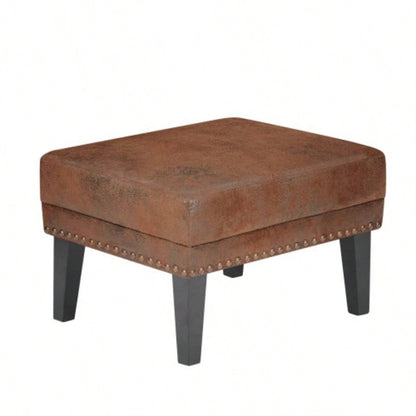 Mirod Vintage Distressed Ottoman, Classic Riveted Footrest with Solid Wood Living Room, Bedroom Study