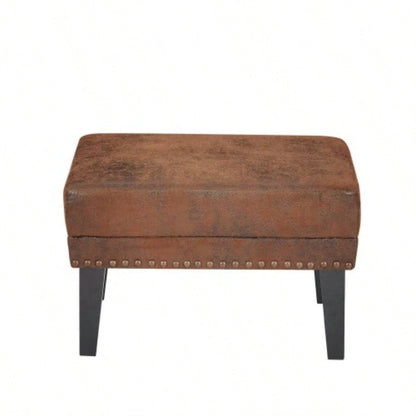 Mirod Vintage Distressed Ottoman, Classic Riveted Footrest with Solid Wood Living Room, Bedroom Study
