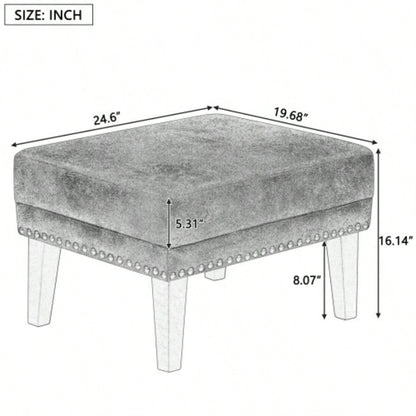 Mirod Vintage Distressed Ottoman, Classic Riveted Footrest with Solid Wood Living Room, Bedroom Study