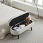 S02 Basics Upholstered Storage Ottoman and Entryway WHITE
