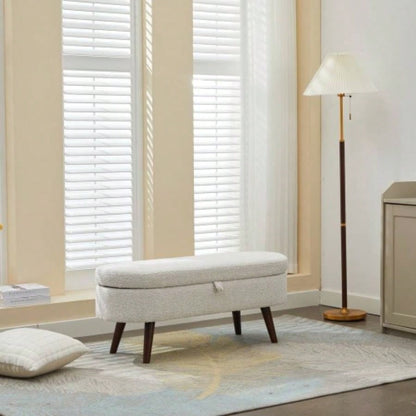 S02 Basics Upholstered Storage Ottoman and Entryway WHITE