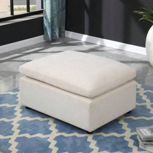 Modern Upholstered Square Modular Ottoman Sectional Sofa, Sectional Sofa Couch, Chenille Beige