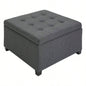 HOMCOM Fabric Tufted Storage Ottoman with Flip Top Lid, Metal Hinge and Stable Eucalyptus Wood Frame Living Room, Entryway, or Bedroom,