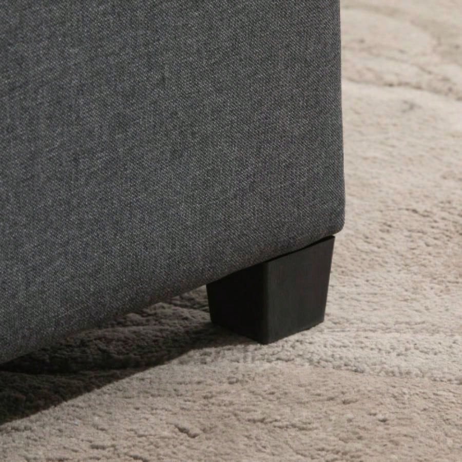 HOMCOM Fabric Tufted Storage Ottoman with Flip Top Lid, Metal Hinge and Stable Eucalyptus Wood Frame Living Room, Entryway, or Bedroom,