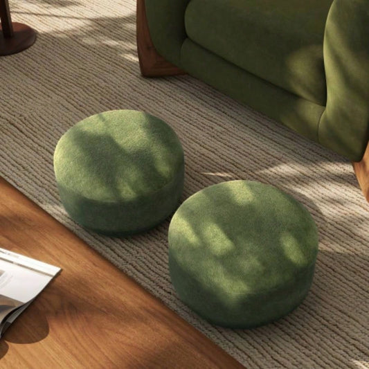 15 Mushroom Footstool Ottoman, Moss Green Fleeced Teddy