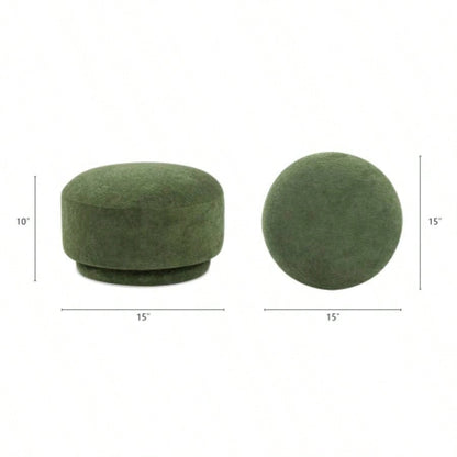 15 Mushroom Footstool Ottoman, Moss Green Fleeced Teddy
