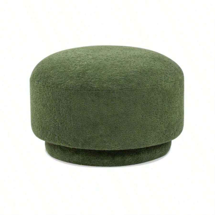15 Mushroom Footstool Ottoman, Moss Green Fleeced Teddy