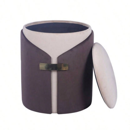 Two - Toned Ottoman with Storage or Vanity Stool, Brown
