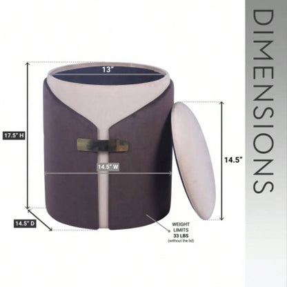 Two - Toned Ottoman with Storage or Vanity Stool, Brown