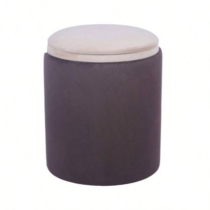 Two - Toned Ottoman with Storage or Vanity Stool, Brown